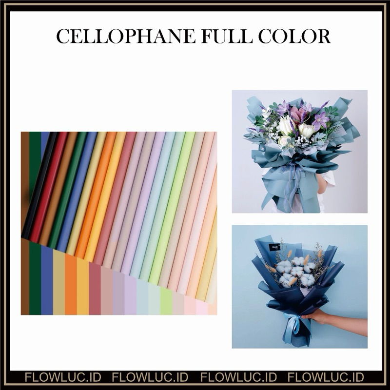 

Flower Wrapping Paper Full Color Cellophane Kertas Buket Bunga Warna Solid (58 x 58cm)