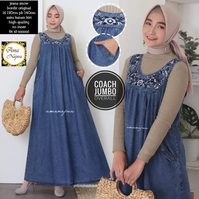 COACH OVERAL BORDIR SUPER JUMBO LD 110 120 130 140  OVERAL JEANS JUMBO TERBARU OVERAL JUMBO KEKINIAN