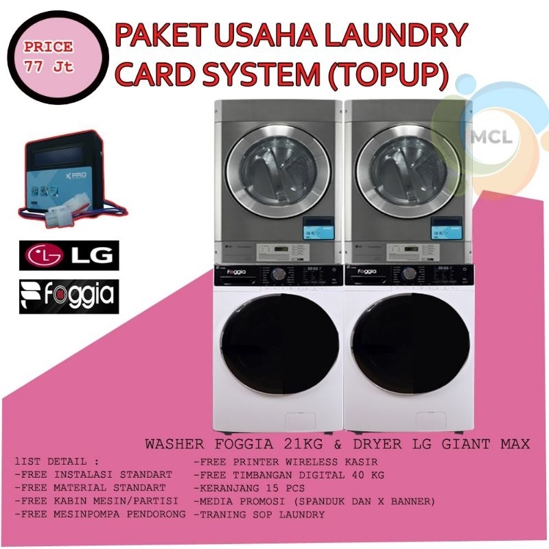 Paket Usaha Laundry Card system Merk LG dan Foggia