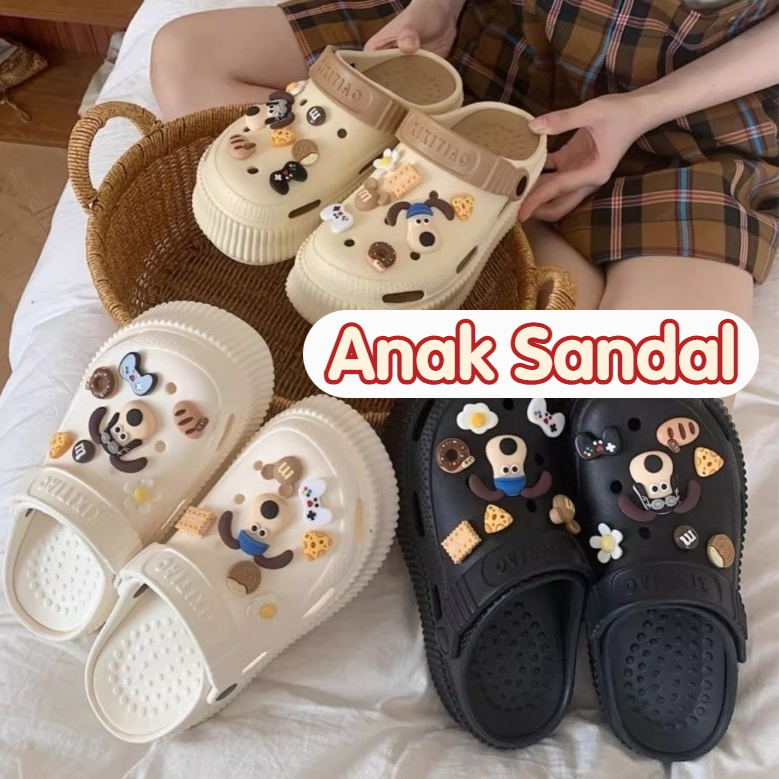 FENTINA Sandal Platform Anak Tinggi Olahraga Nyaman Anti Licin Sepatu Sendal Baim Wedges Anak Laki