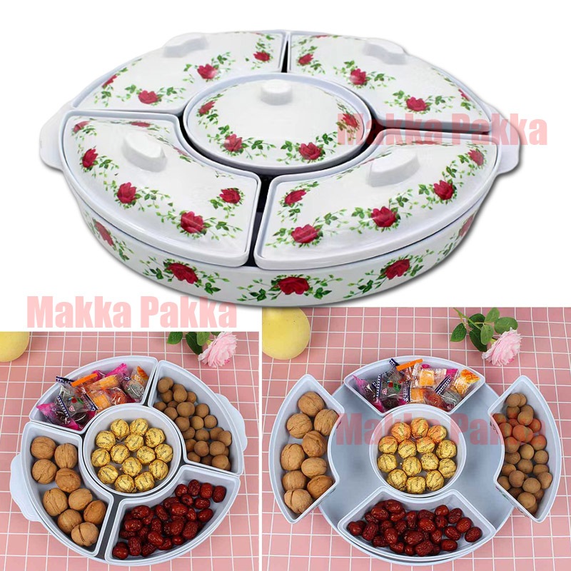Wadah Saji Prasmanan Keramik 42 CM Kotak permen tahan lembab yang disegel dengan tutup kotak buah