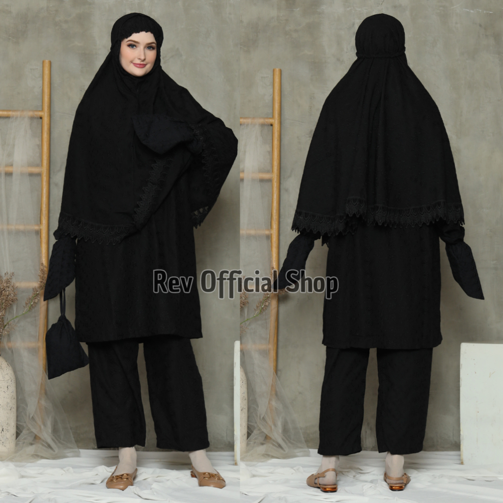 Rev Baju Umroh Wanita Setelan Ihrom Lengkap Perlengkapan Haji dan Umroh wanita Katun Paris