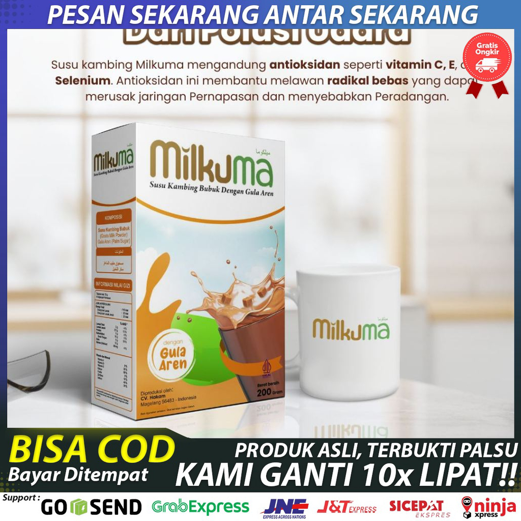 

MILKUMA Susu Kambing Gula Aren 200gr Minuman Herbal Sehat Kemasan Baru