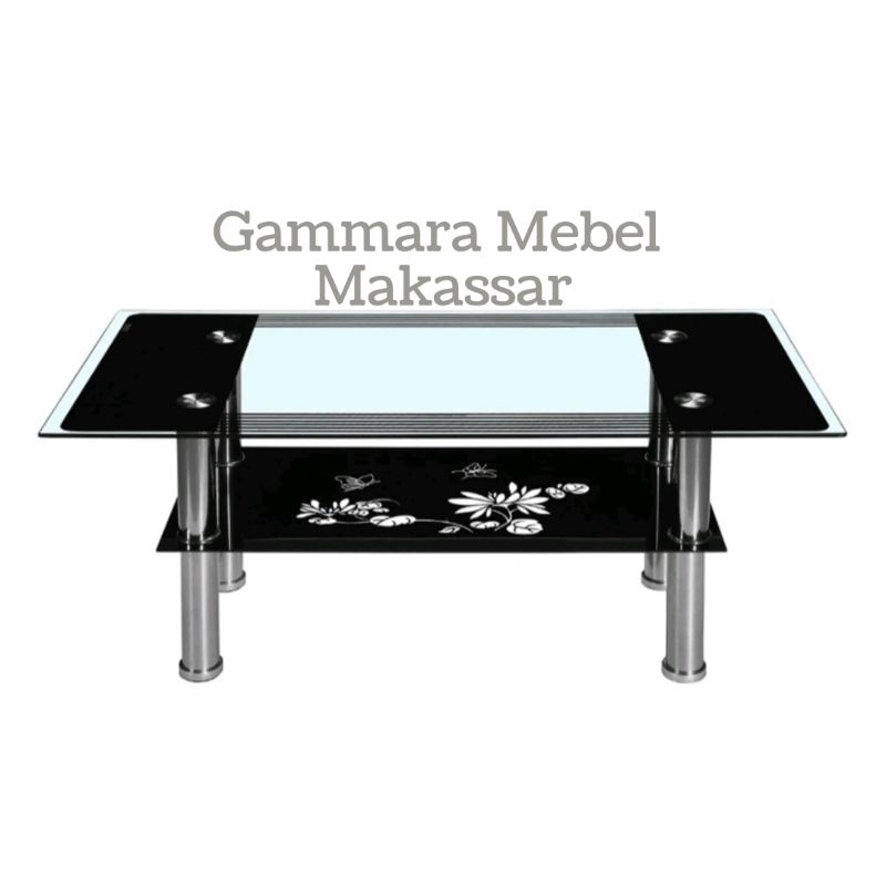 Meja Tamu Kaca Minimalis Impor (MOTIF RANDOM)