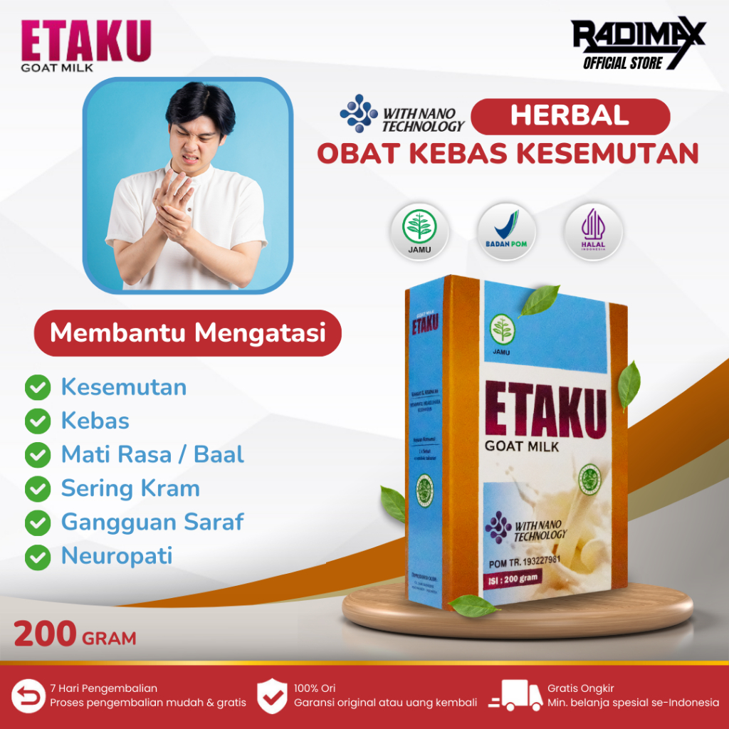 

Obat Kebas Kesemutan Tangan dan Kaki Baal Mati Rasa Susu Kambing Etawa Asli Etaku Goat Milk