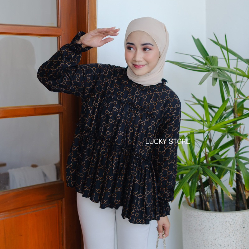 Aurel Blouse Rayon Viscose Motif Rufle