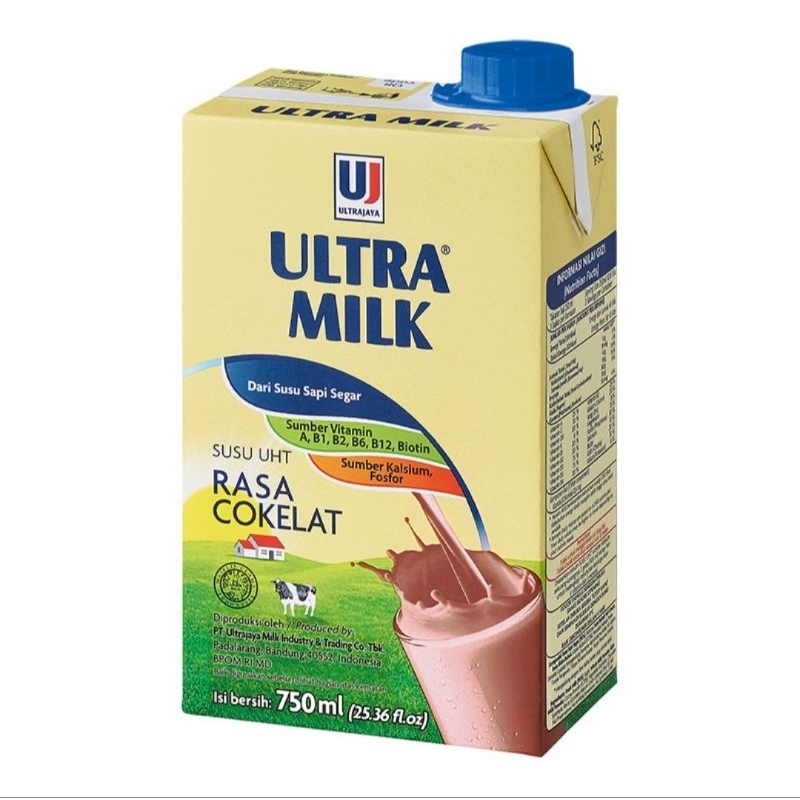 

ultra milk susu UHT cokelat kotak 750 ML