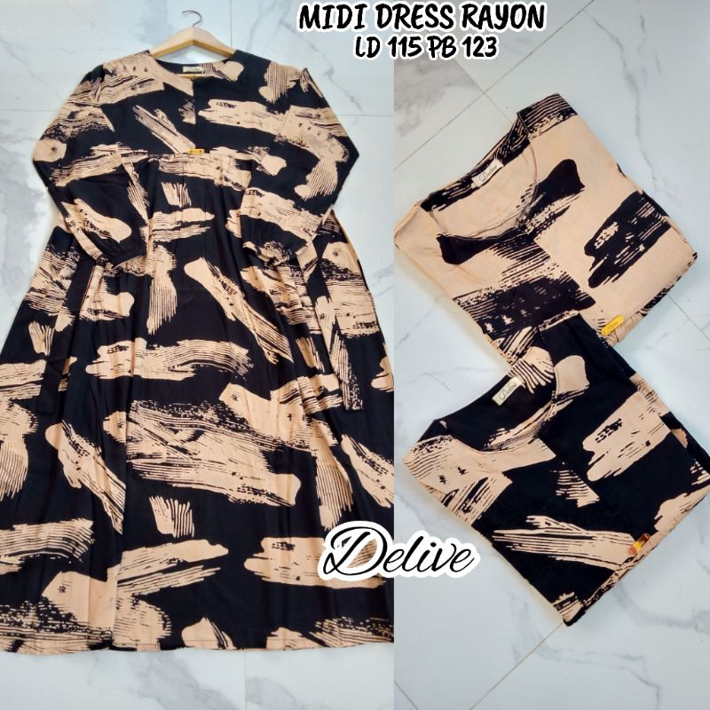 Midi Dress Rayon //Midi dress rayon motif//homey dress rayon