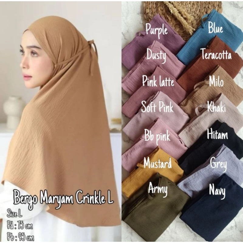BERGO CRINKLE AIRFLOW BERGO INSTAN TALI JILBAB INSTAN CRINKLE (L)