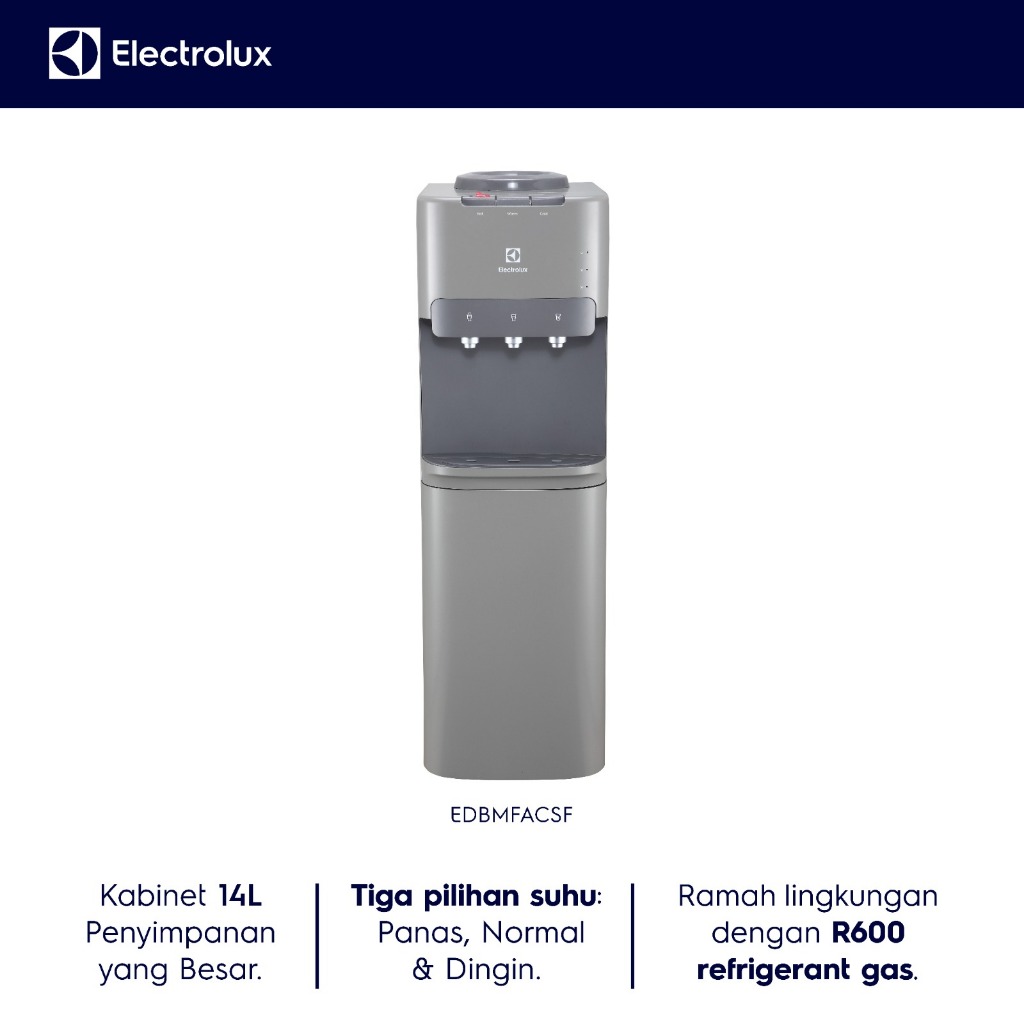 Electrolux Dispenser Air Galon Atas Silver - Child Lock- Kompresor R600 Ramah Lingkungan - Air Sedin