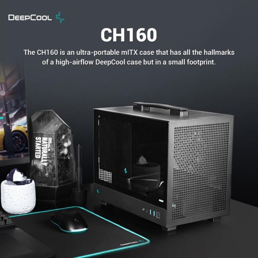 DEEPCOOL CH160 BLACK MINI ITX SFF PC CASE CASING GAMING CHASSIS