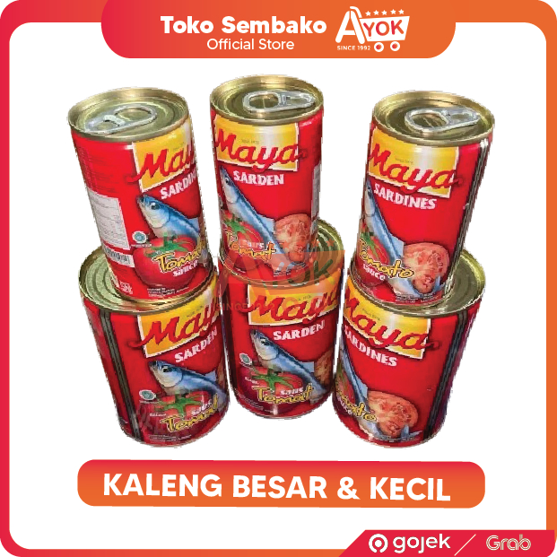 

Maya Sarden Saus Tomat Kaleng Besar (425gr) & Kaleng Kecil (155gr) - Ikan Sarden Kaleng Maya Sardines