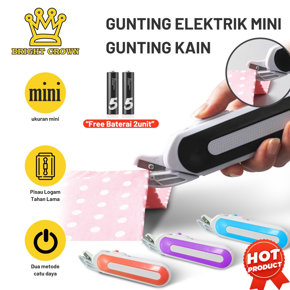 

KODE U12S Bright Crown Gunting Kain Mini Elektik Portable Rechargeable Gunting Listrik Mini Multifungsi Free 2 Baterai Cutting Machine Electric Scissor Cutter
