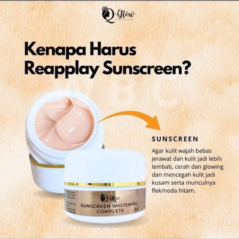 Suncreen Whitening Complete Brightening Q glow BPOM