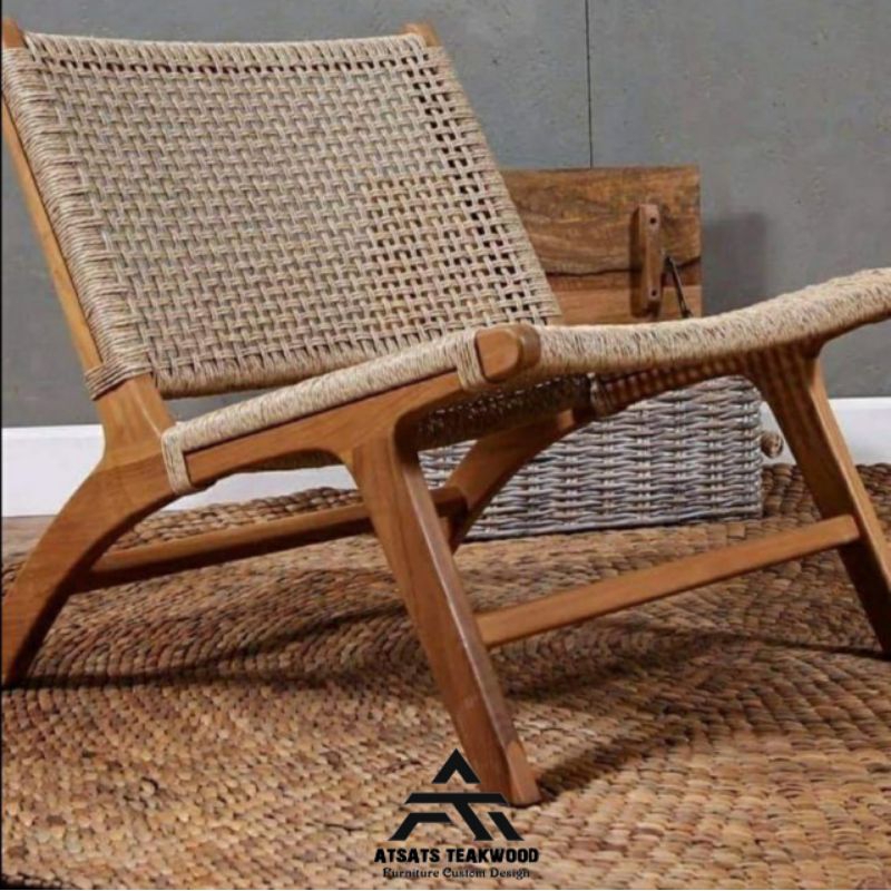 Kursi teras lazy chair jati mix rotan