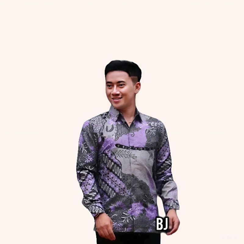 OUTFIT   KONDANGAN FORMAL PRIA TANGAN PANJANG MOTIF UNGU TERBARU