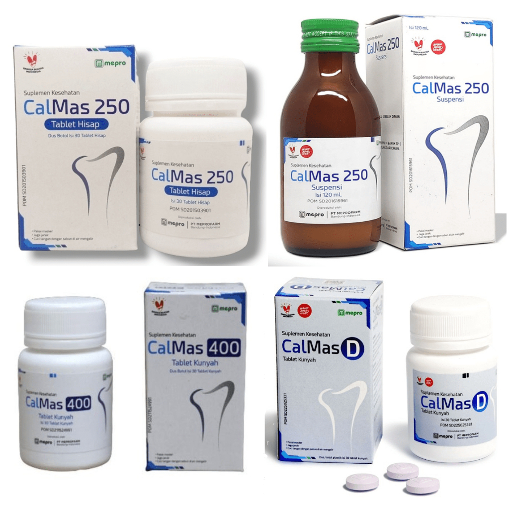 Calmas 250 - Calmas Sirup - Calmas 400 - Calmas D 400 IU - Calcium Kesehatan Tulang & Gigi Anak - Pe