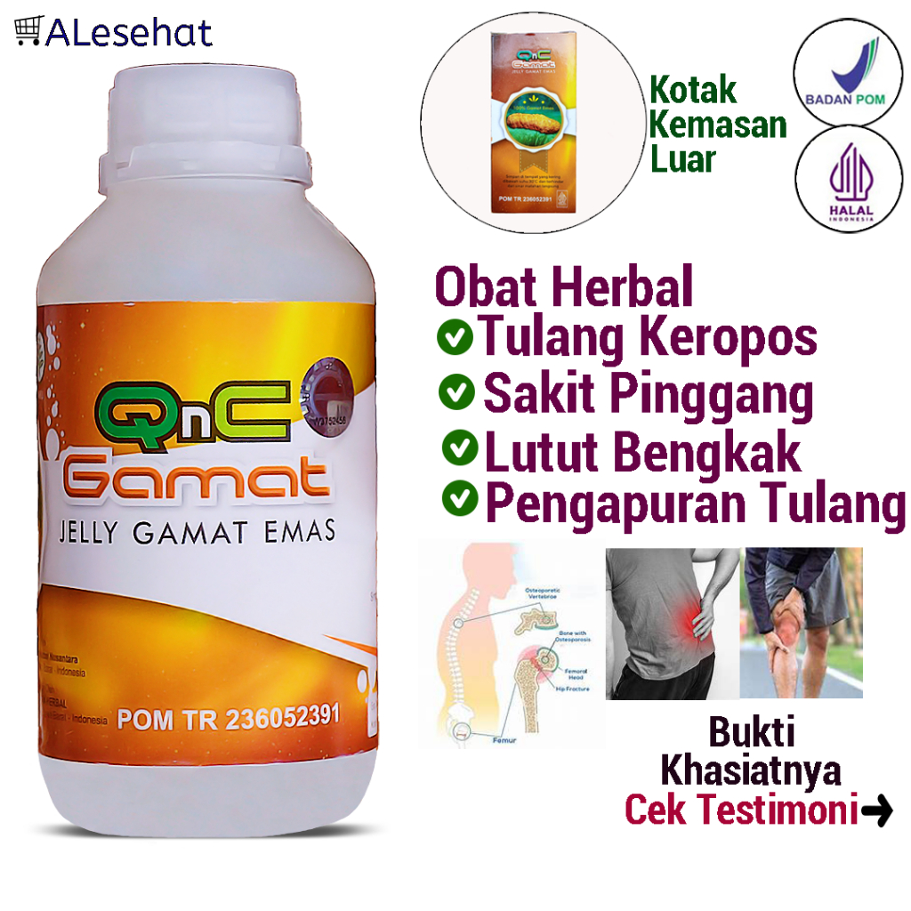 Obat Pengapuran Tulang, Sakit Pinggang, Tulang Keropos & Lutut Bengkak Qnc Jelly Gamat