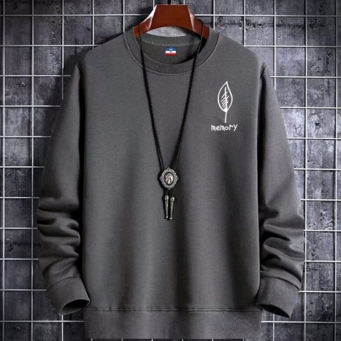 Super Grosir  Bisa COD Sweter Keren Promo Baju Pria Lengan Panjang Memory Kaos Pria Kasual Crewneck 