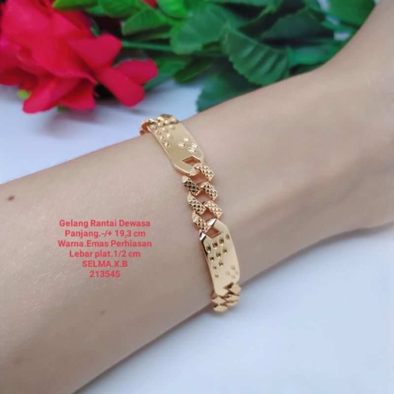 gelang rantai plat titanium lapis emas aksesories wanita simple elegant