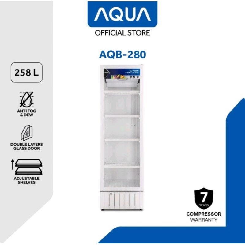 showcase lemari pendingin Aqua aqb-280 aqb280 258L