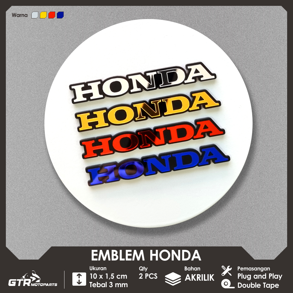 GTR Emblem Honda 2 PCS Timbul 3D Logo Aksesoris Emblem Motor Honda