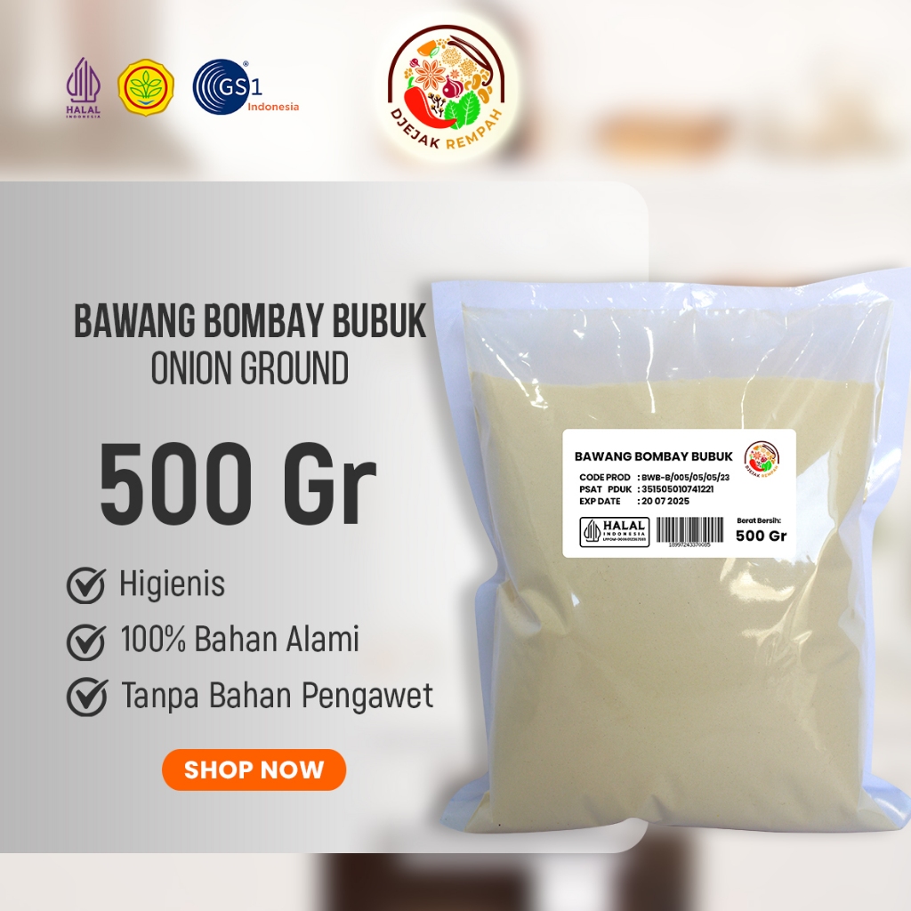 

Bawang Bombay Bubuk / Onion Powder (Kemasan 250 Gr - 1 Kg)