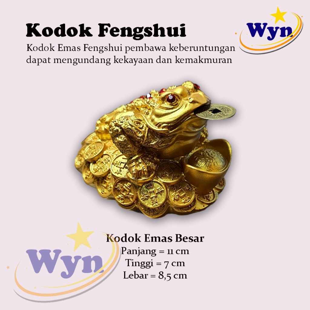 Kodok Fengshui / Kodok Emas Kaki Tiga Ukuran 11 cm