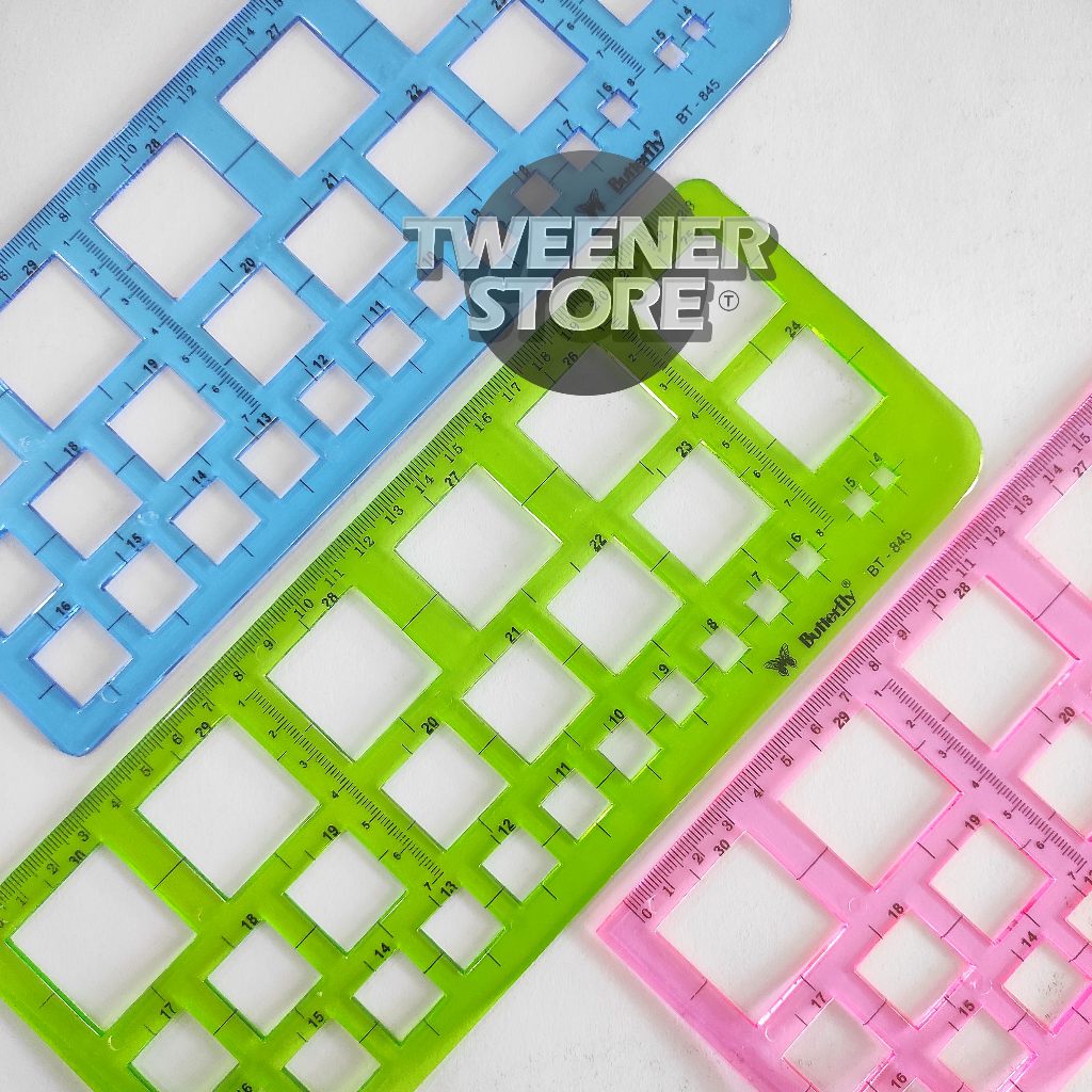 

(1PCS) Butterfly BT-845 Penggaris Kotak Geometri Sablon Cetakan Bentuk Square