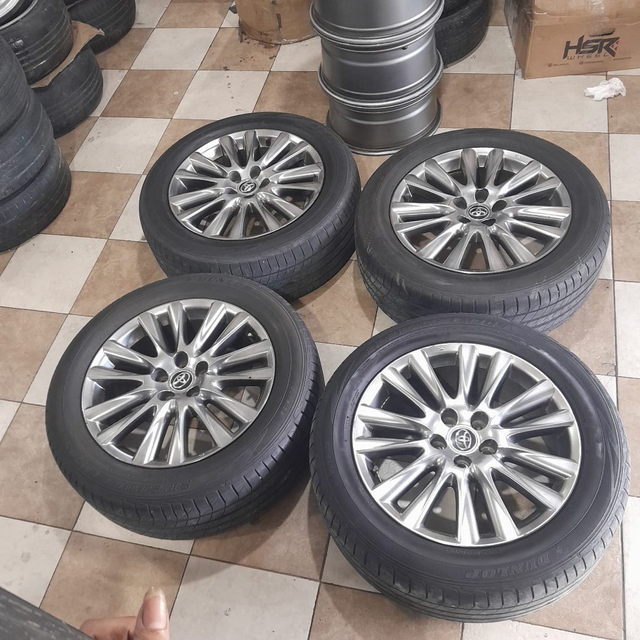 Pelek Bekas Mobil Ori Copotan STD HARRIER R18 Lebar 7,5 Hole 5X114 ET45 HB + BAN DUNLOP 235 55 RR18 