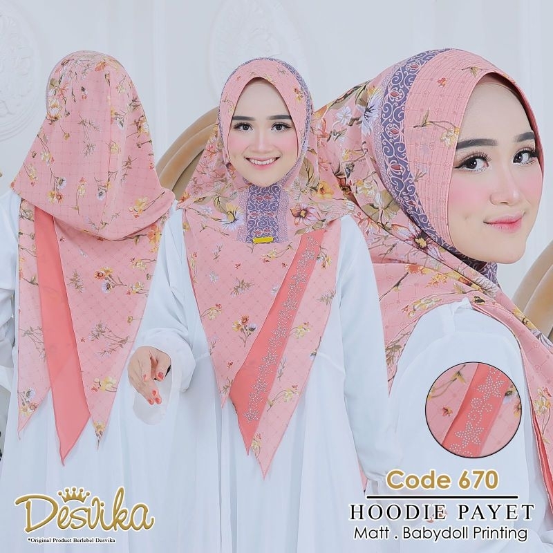 DESVIKA 670 HIJAB HOODIE BAHAN CERUTY BABYDOLL MOTIF ORI DESVIKA
