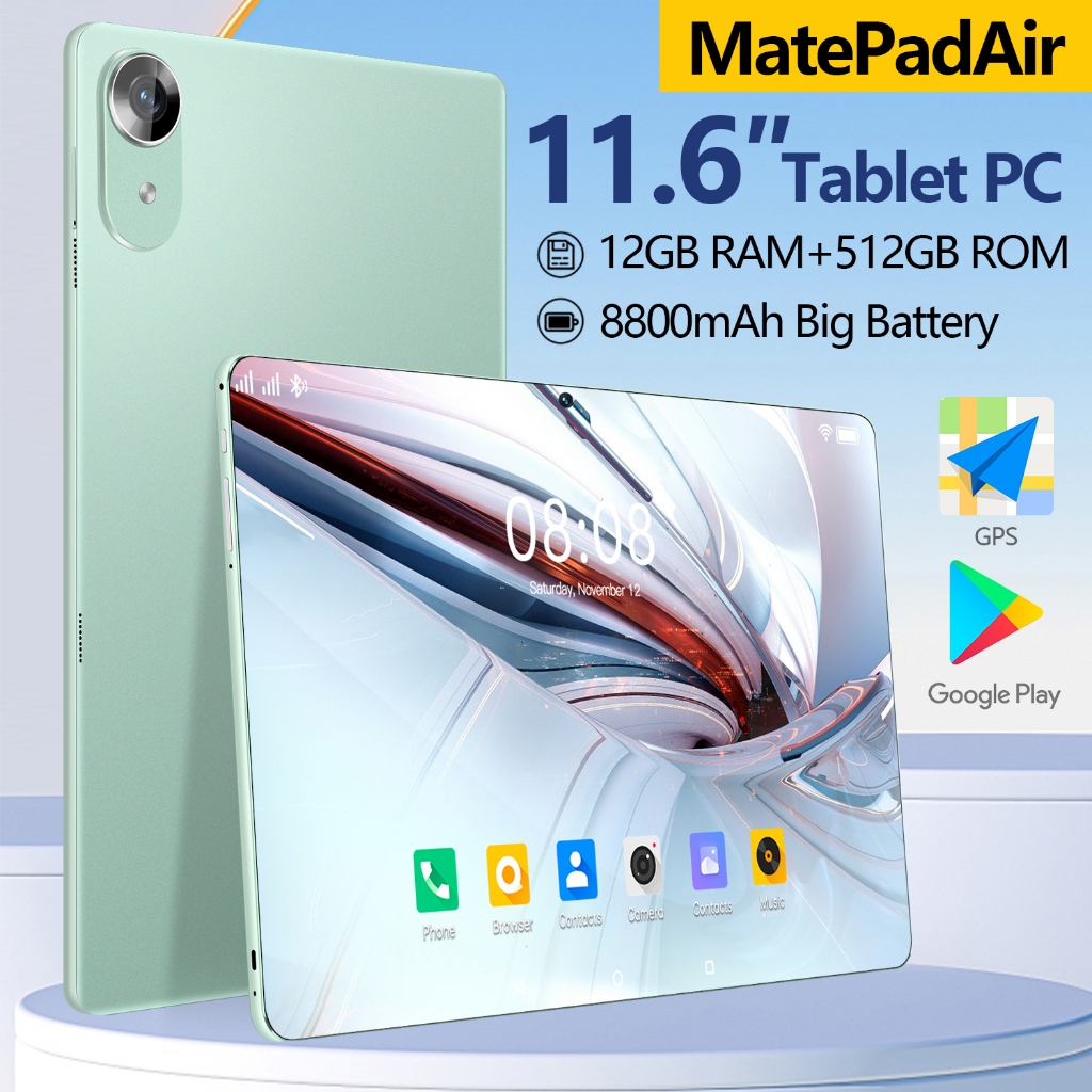 【Garansi 100% ori】Tablet PC Baru Galaxy  MatePadAir  12GB + 512GB Tablet Android 11.6inch Layar Full