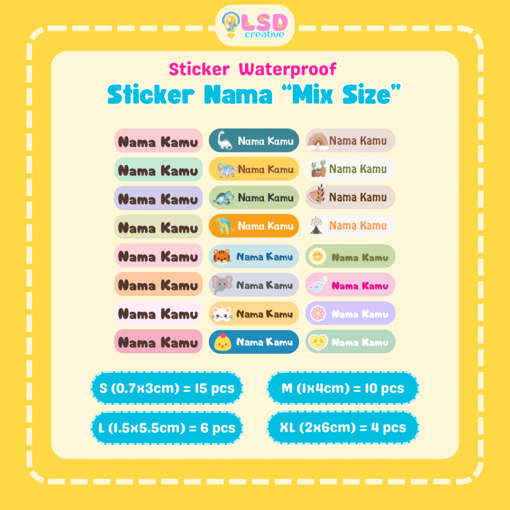 

LSD Mix Size Sticker Warna Waterproof Anti Air