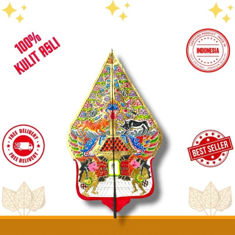 Wayang Kulit Halus Gunungan Kayon Emas Brom Ukuran Standar Dalang