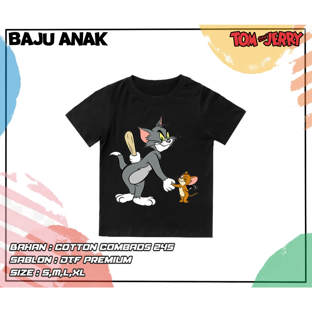 [ Bisa COD ] Baju Kaos Distro Anak Laki Laki Baju Anak Laki & Perempuan Tom And Jerry Catoon Combed 