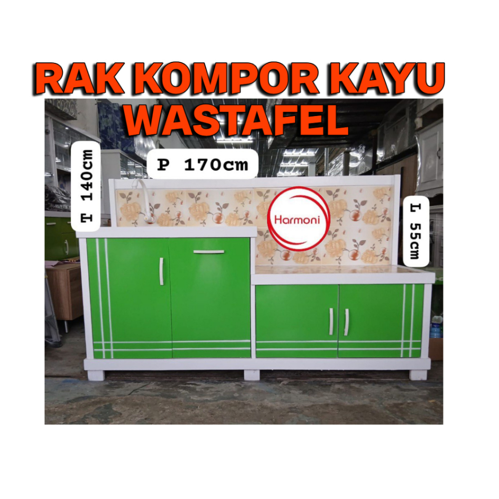 RAK KOMPOR KAYU WASTAFEL RAK KOMPOR + WASTAFEL BAHAN KAYU RAK DAPUR WASTAFEL