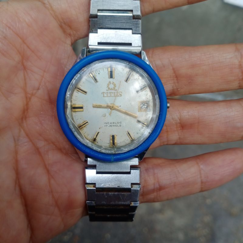 jam Titus original wind hand butuh service mesin kuning original