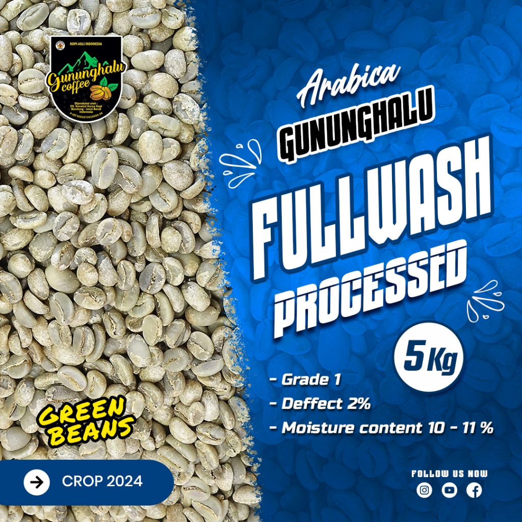 

Green Bean Arabika - Gunung Halu - Full Wash (crop 2024) - 5Kg