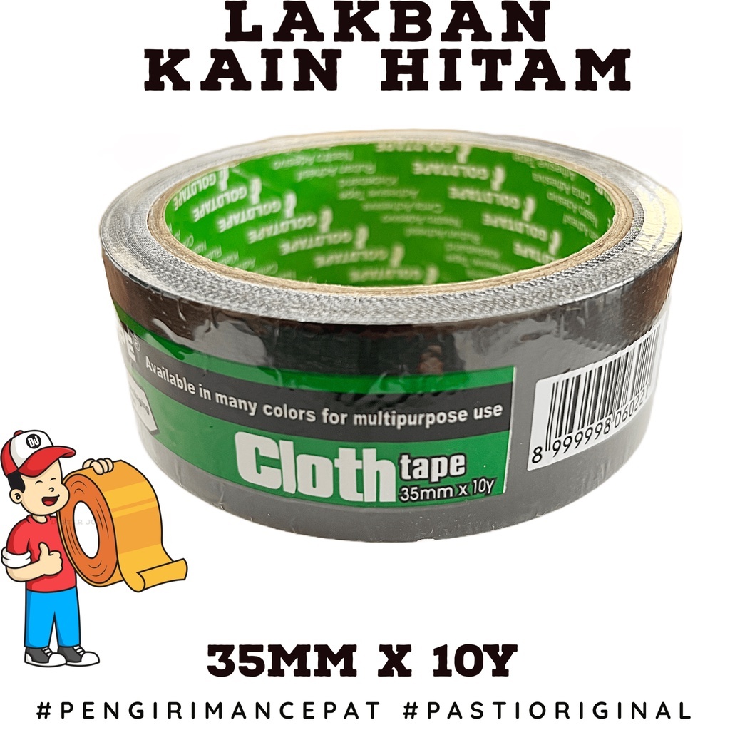 

Lakban kain hitam GOLDTAPE 35mm 10 YARD Cloth Hitam PER 1 ROLL