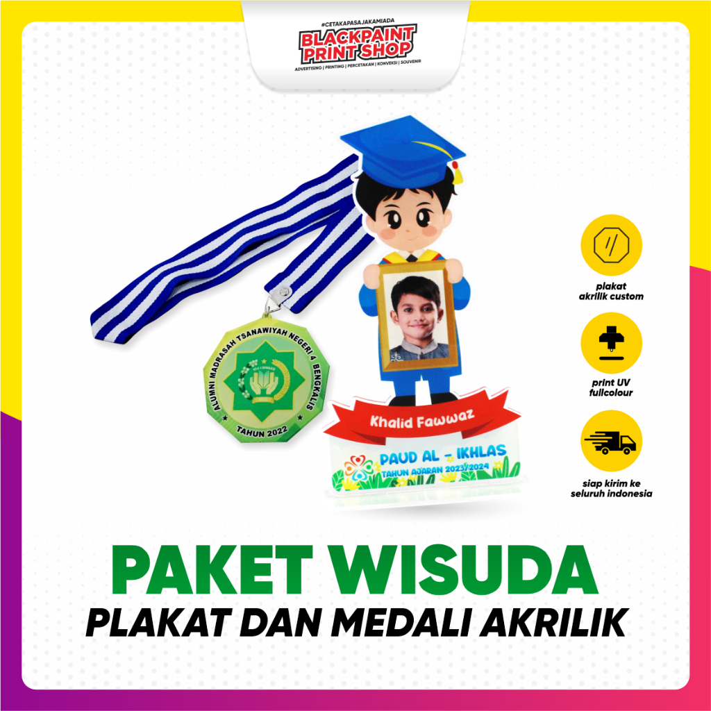 Paket Wisuda/Medali Akrilik/Plakat Akrilik/Graduation/Happy Graduation