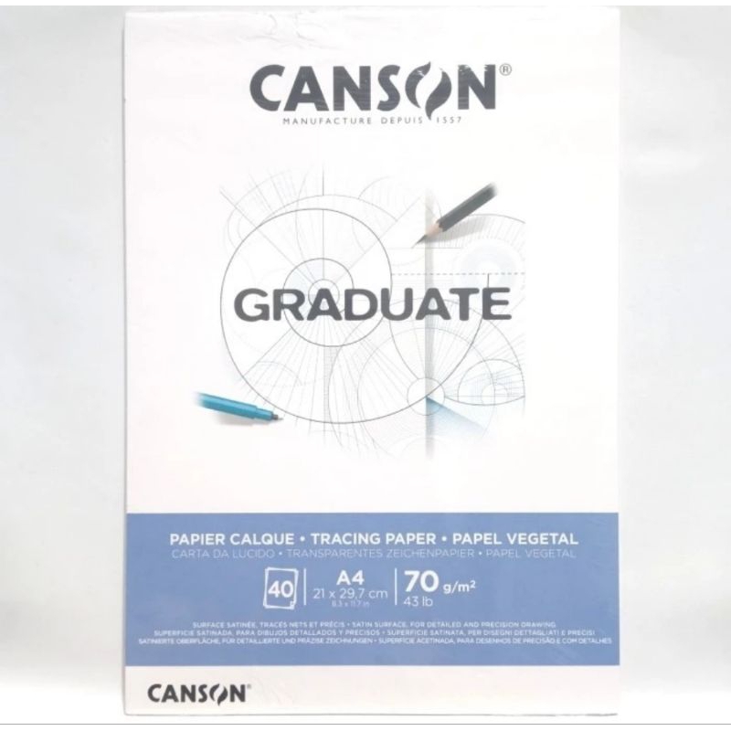 

Kertas Kalkir Canson Graduate A4 Tracing Paper 40 Sheets 70 Gsm