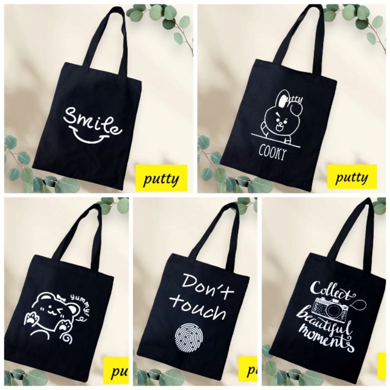 totebag kanvas/ totebag tas wanita/ totebag hitam