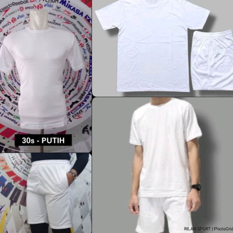 KODE Q44X Setelan baju celana putih polos kaos training pendek tes akademi polisi tes masuk polri tn