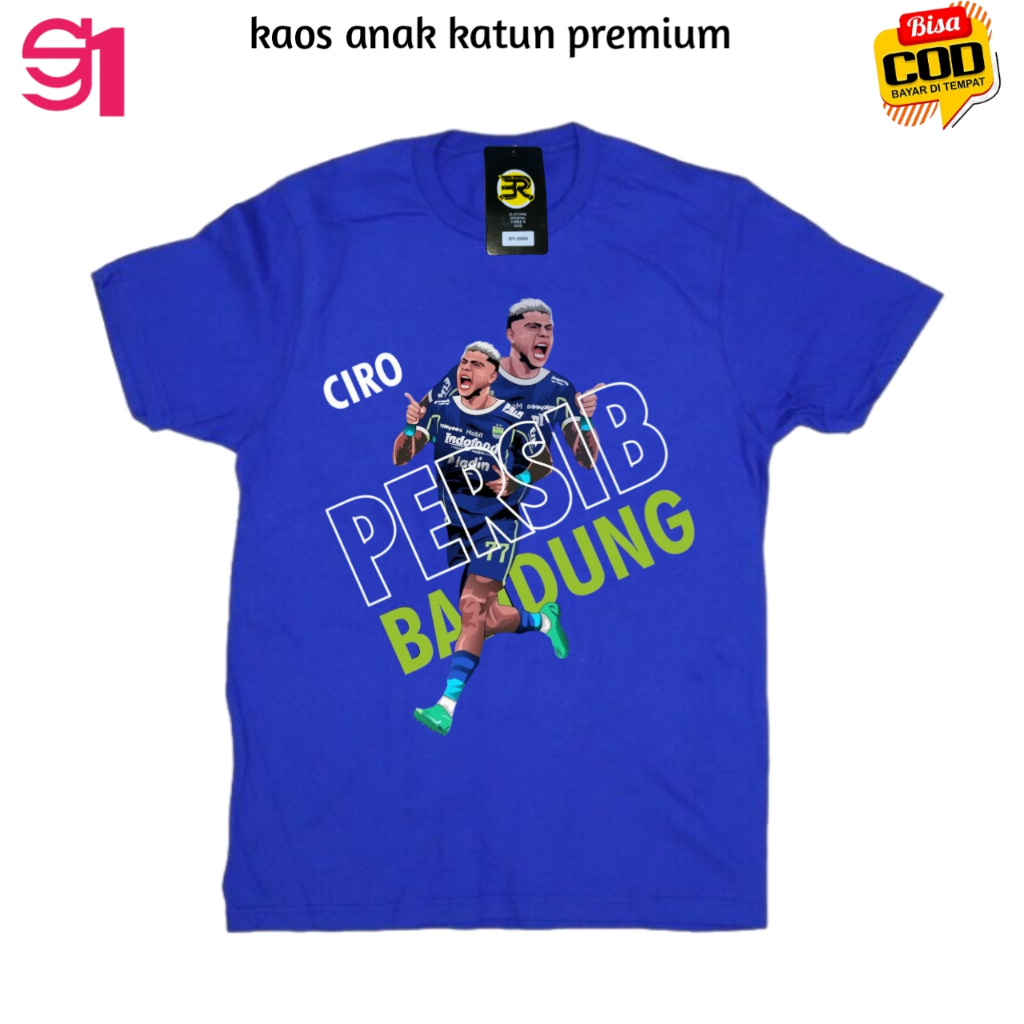 Baju Anak/Dewasa Persib Juara Maung Ciro Kaos Anak Laki laki Katun 30s 1-10 Tahun