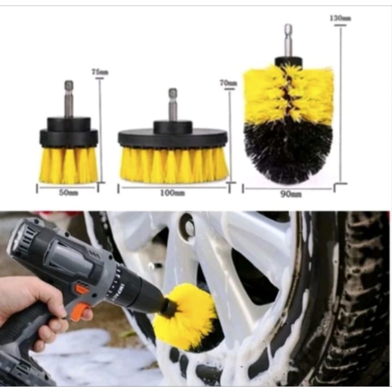 M1 Sikat Bor Listrik Serbaguna Isi 3 Electric Drill Sikat Bor Serbaguna