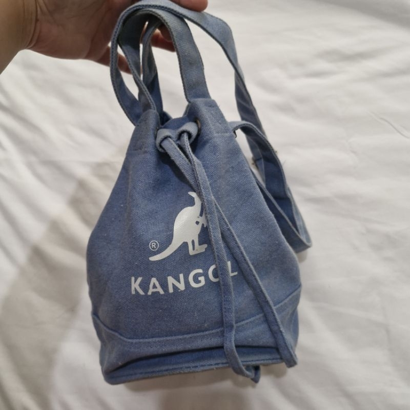 Tas sling bucket serut denim lucu Kangol rare