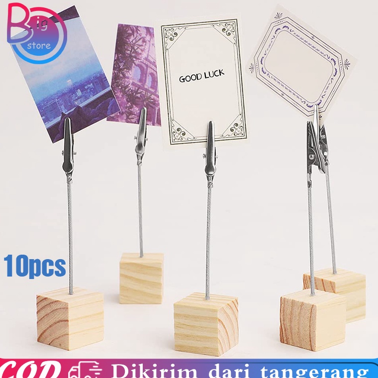 

KODE O17Z 1pcs Price Tag Kayu Photo Card Holder Tatakan Holder Foto Nomor Meja Kayu