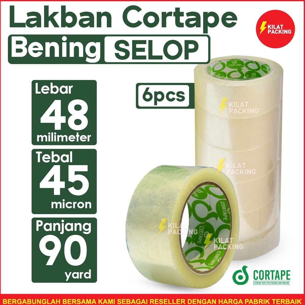 

KODE D96I Lakban Cortape BENING 48 mm x 9 yard Murah Per Selop