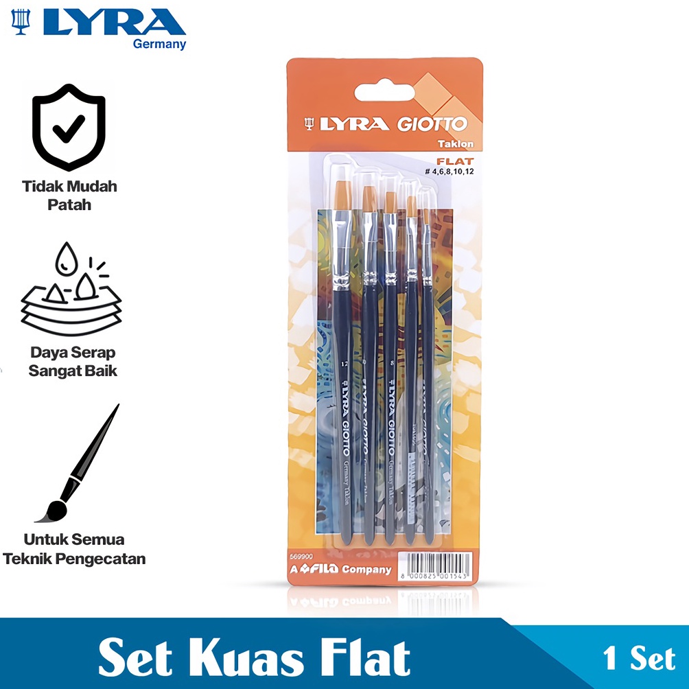 

KODE W46E Lyra Sikat Kuas Kotak 1 Set Taklon Flat Brush Peralatan Gambar Lyr5699