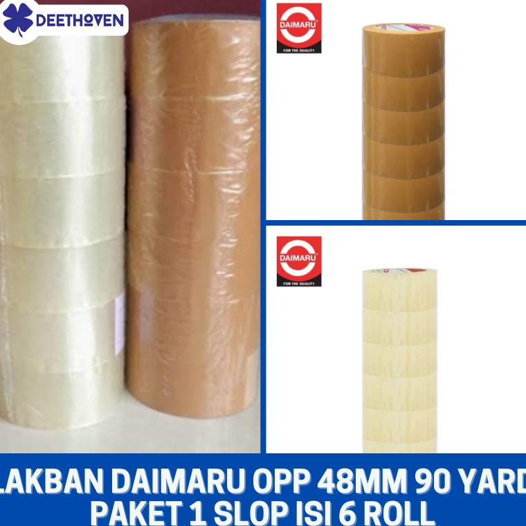 

KODE B1J Paket 1 Slop Isi 6pcs Daimaru OPP Lakban 48 mm x 9 Yard